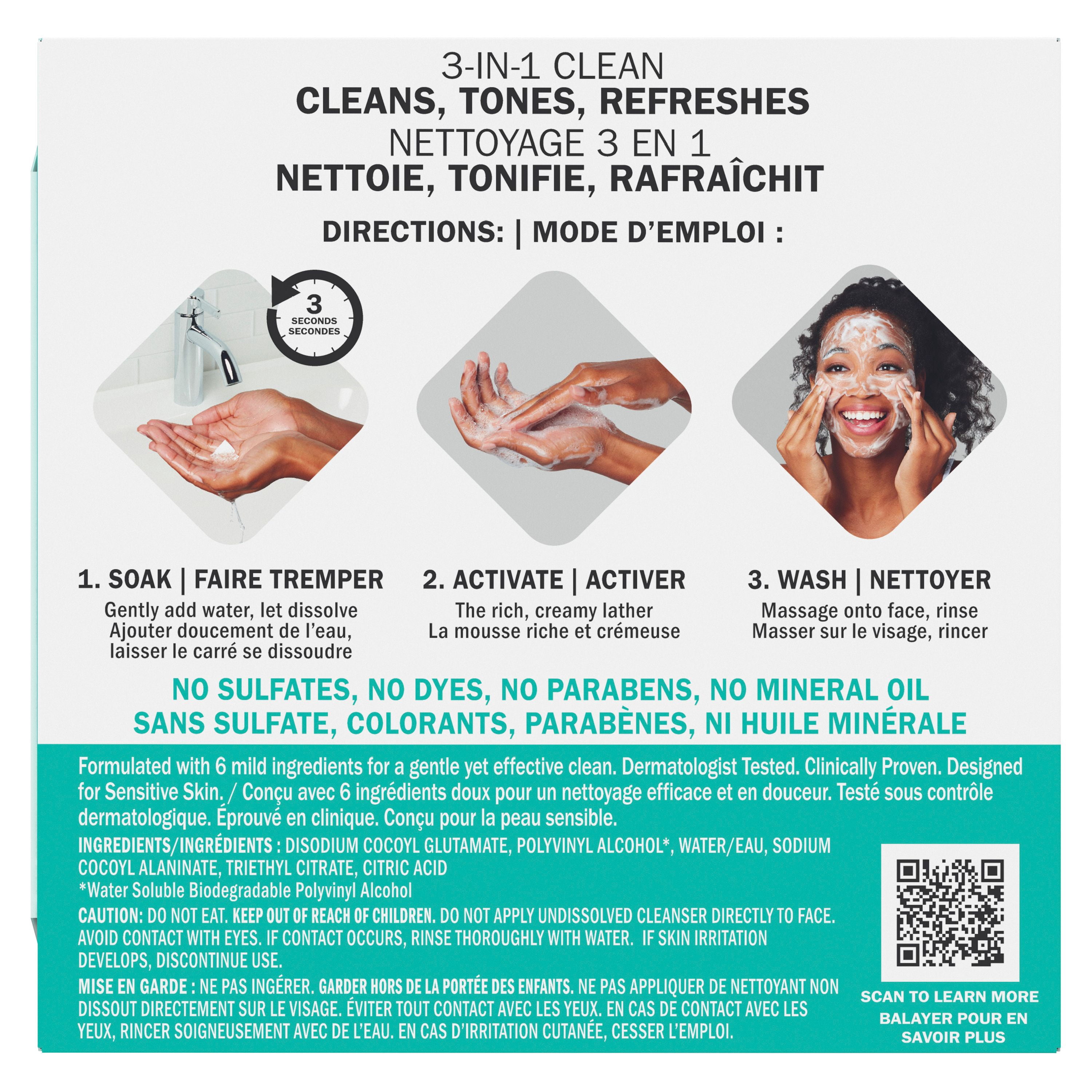 Nettoyant Pour Le Visage Olay, Nettoyant Fondant + Nettoyant Doux Pour Le Visage, Activé Par L’Eau, Nettoie, Tonifie Et Rafraîchit La Peau, Sans Parfum, Peau Sensible, 32 Unités