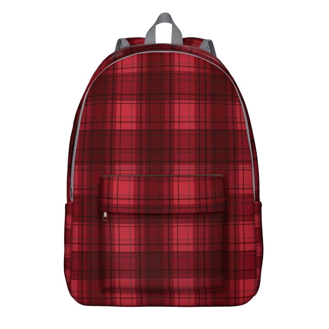 Buffalo Plaid Print Backpack, Classic Red and Black Checkered Daypack with Rustic Farmhouse Plaid Aesthetic for Daily Use