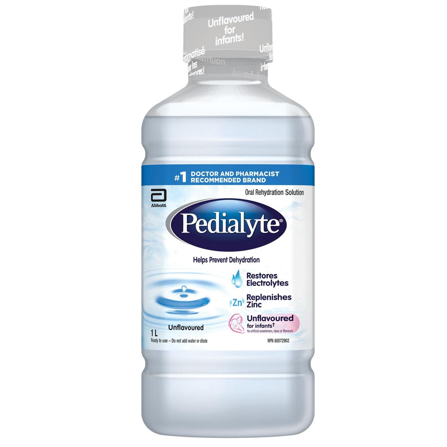 Pedialyte® Electrolyte Oral Rehydration Solution, Unflavoured, 1L Bottle