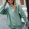thumbnail image 4 of IROINID T-Shirt à Manches Longues en Polyester Réduit pour Femmes Chemises en Coton pour Femmes Quotidien Nouveau Bas Fendu en Molleton Col Rond Chandail avec Peluche et Chandail Épaissi, Vert, 4 of 8