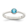 thumbnail image 1 of 925 Sterling Silver Light Blue Round Bezel Cubic Zirconia Ring, 1 of 2