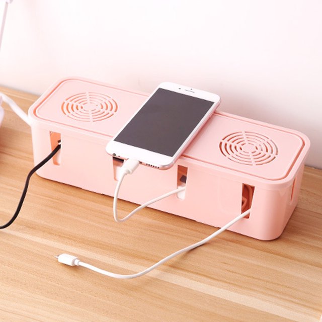 Baohd Household Power Electric Cable Outlet Portable Shockproof Dustproof Breathable Charging Cord Organizer Manager Storage Box Yellow