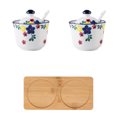 thumbnail image 1 of Hand Drawn Pattern Sugar Bowl With Lid, Ceramic Teacup Shape Sugar Pot, Coffee Accessories, Sugar Pourer, Kitchen Storage-Bauhinia-2 Set, 1 of 7