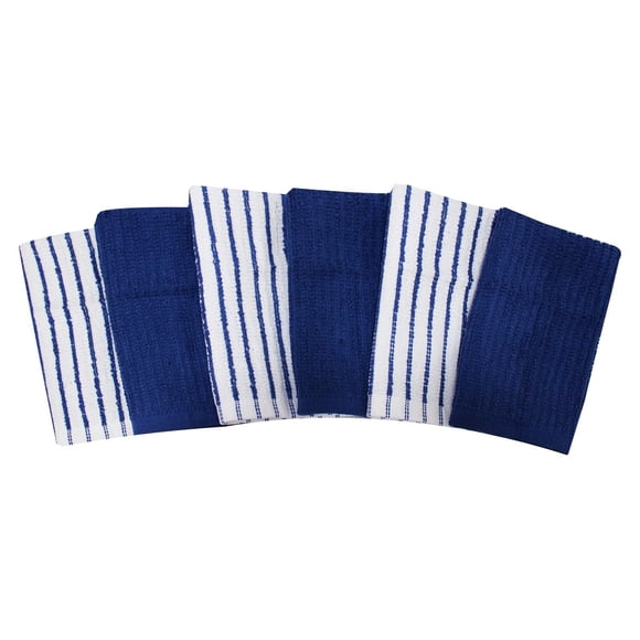 Hometrends Bar Mop Dish Cloth 6 pack, 100% Cotton, Blue