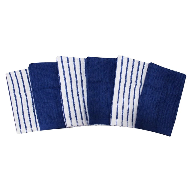 Hometrends Bar Mop Dish Cloth 6 pack, 100% Cotton, Blue