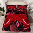thumbnail image 2 of Erosebridal Red Gamepad Full Sheet Sets, Gradient Geometry Bedding Full Size, Leaf Plant Decor 4-Piece, 2 of 7