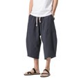 thumbnail image 3 of MAWCLOS Men Trousers Elastic Waist Bottoms Solid Color Pants Fitted Running Drawstring Loungewear Navy Blue XL, 3 of 4