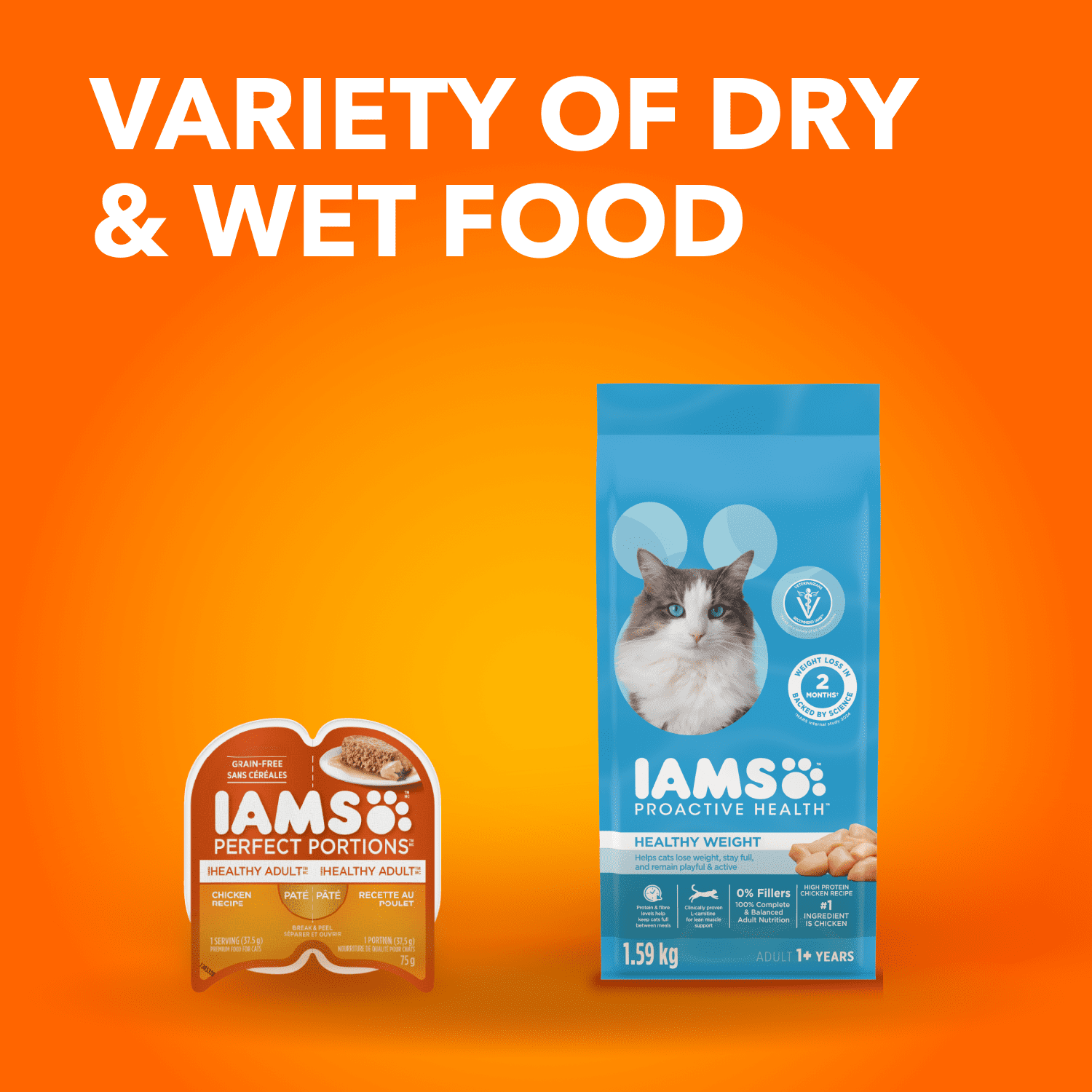IAMS Santé PROACTIVE Poids Santé Nourriture Sèche pour Chats Adultes – au Poulet 1.6kg