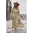 thumbnail image 2 of Robe Portefeuille Vintage à Manches Longues pour Femme, Imprimé Floral, Maxi à Col en V avec Ceinture, 2 of 7