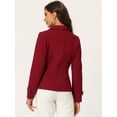 thumbnail image 4 of INSPIRE CHIC Manteau Caban à Revers Cranté Double Boutonnage pour Femme Rouge Foncé TP, 4 of 6