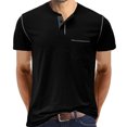 thumbnail image 1 of Dvkptbk Hommes Manches Courtes Décontracté Mode Col Rond Chandail Boutons T-Shirt Blouse en Liquidation, 1 of 4