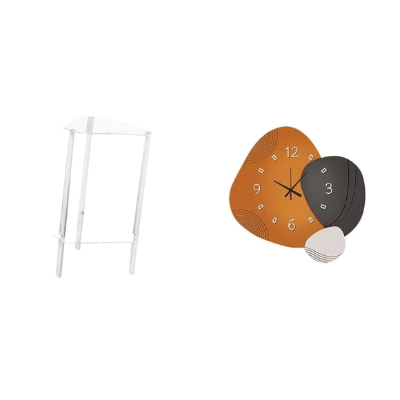 Siruishop Table d'Appoint Minimaliste en Acrylique avec Horloge Murale Décorative Moderne, Ornement pour Salon, Chambre, Bureau à Domicile, Restaurant
