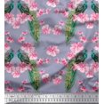 thumbnail image 1 of Soimoi Poly Georgette Fabric Floral & Peacock Bird Print Fabric by The Yard 52 Inch Wide, 1 of 3