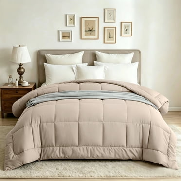 BedTreat Down Alternative Comforter with Corner Tabs - All Season Quilted King Size 240 GSM Sand Dollar Comforter, Machine Washable Microfiber Bedding