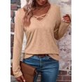 thumbnail image 4 of T-Shirt Blouse Décontracté pour Femmes à Manches Longues, Col en V, Mode, Confortable, Extensible, Couleur Unie, Jaune, TG, 4 of 6