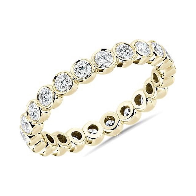 0.25 Carat Excellent Round Cut Real Diamond New Design Eternity Band for Wedding Solid 18K Yellow Gold Size 11