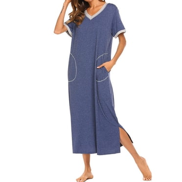 XZNGL Chemises de Nuit et T-Shirts de Sommeil pour Femmes T-Shirts Surdimensionnés pour Femmes Chemises de Sommeil pour Femmes Chemise de Sommeil Chemises de Nuit pour Femmes pour Dormir Chemises de Sommeil pour Femmes Manches Courtes pour Femmes Col en V Poche Latérale