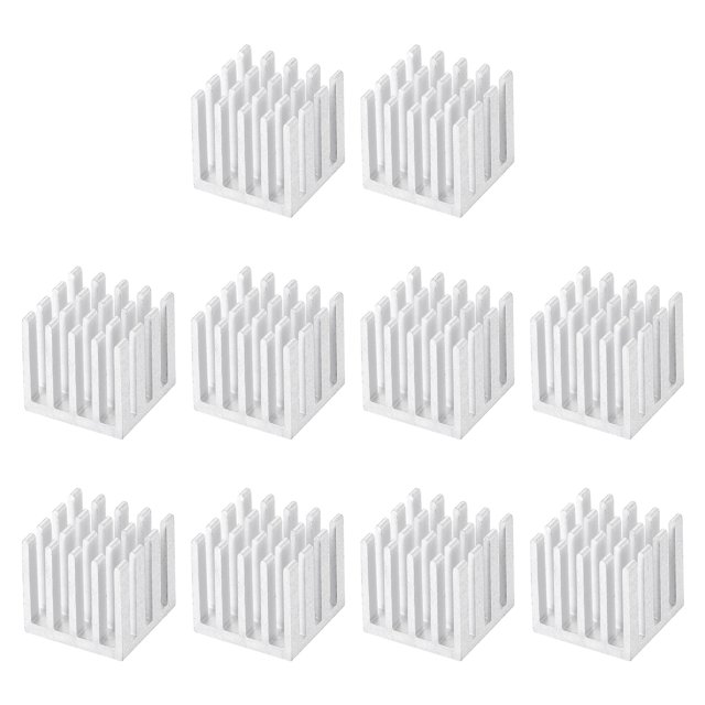 Unique Bargains 15x15x15mm Aluminum Heatsink Electronic Radiators for MOS IC Chip Silver Tone 10 Pack