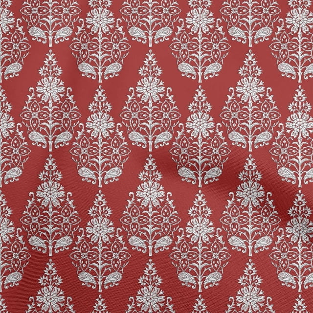 oneOone Velvet Maroon Fabric Block Dress Material Fabric Print Fabric By The Yard 58 Inch Wide-F4