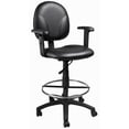 thumbnail image 1 of Boss Office Tabouret de Dessin Réglable à Accoudoirs en Similicuir Rembourré, Noir, 1 of 8