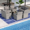 thumbnail image 2 of Costway Ensemble de Mobilier de Patio 8 Pcs avec 4 Chaises en Rotin Causeuse Table Basse Coussins, 2 of 9