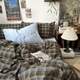 thumbnail image 2 of JOLUSERE Blue Brown Plaid Duvet Cover Full Set, 3-Piece Vintage Grid Checkered Pattern Soft Comforter Cover, 2 of 10