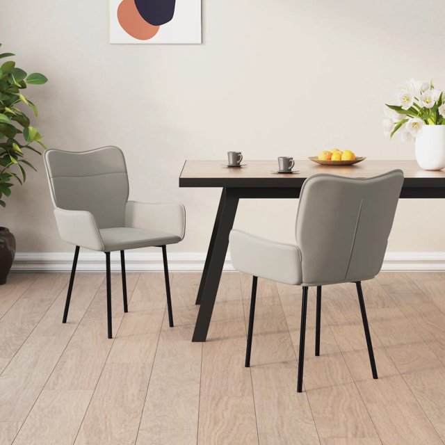 vidaXL Dining Chairs 2 pcs Light Grey Velvet