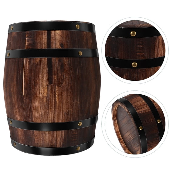 USHOBE Retro Wood Barrel for Home Decoration and Collector Storage Holder 1Pack