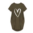 thumbnail image 4 of Pisexur Robe Maxi pour Femme Grande Taille Été Décontractée à Imprimé Cœur à Manches Courtes Col Rond Ample Unie Chemise de Nuit Plissée Robe de Sommeil Confortable avec Poches, 4 of 5