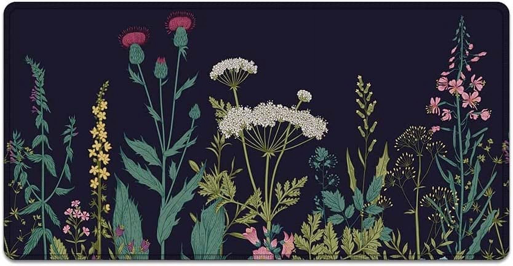 Large Mouse Pad 31.4 x 15.7inches 3mm XXL Extended Gaming Mouse Pad Mat with Non-Slip Base Stitched Mousepad for Computer,Office,Keyboard and Laptop-Wild Flowers,Waterproof Desk Mat
