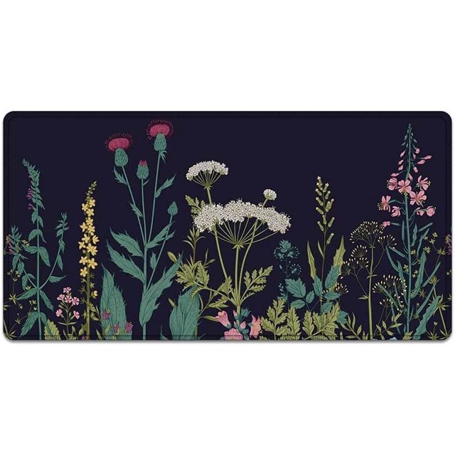 Large Mouse Pad 31.4 x 15.7inches 3mm XXL Extended Gaming Mouse Pad Mat with Non-Slip Base Stitched Mousepad for Computer,Office,Keyboard and Laptop-Wild Flowers,Waterproof Desk Mat