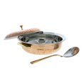 thumbnail image 1 of Hammered Copper Inside Stainless Steel Casserole Donga Bowl/Copper Handi with Lid and Serving Spoon, Tableware & Serveware | Home Hotel Restaurant Tableware Dishware Capacity 850ml, 1 of 10