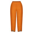 thumbnail image 4 of Timegard Plus Size Pants for Women Elastic Waist Solid Color Comfy Fall Casual Crop Pants with Pockets, 4 of 5