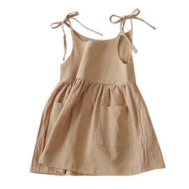 B91xZ Girls Dresses Winter Sleeveless Girl Casual Clohtes for Kids 2-12 Years Birthday Gift,Khaki 3-4 Years