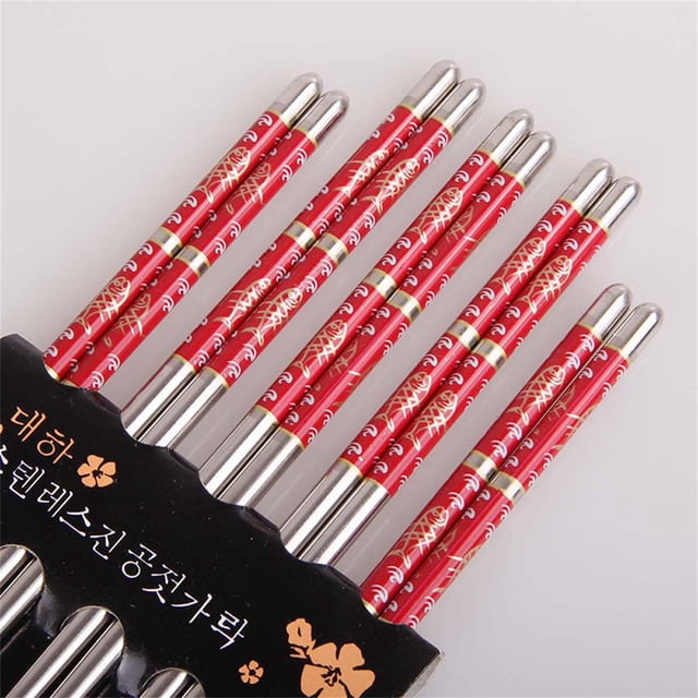 weibbin Stainless Steel Chopsticks Reusable Multicolor Lightweight 304 Metal Chopsticks Dishwasher Safe - 1 Pairs