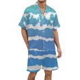 thumbnail image 1 of Men's Gradient Printed Satin Short Sleeve Button Up Pajama Loungewear Set for Comfortable Sleep and Relaxation at Home, 1 of 4