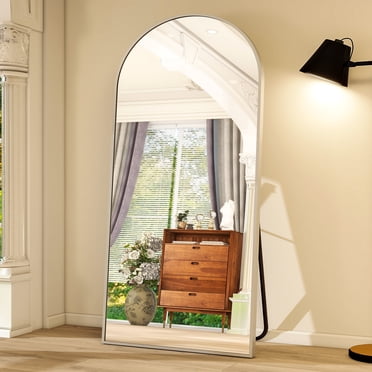 BEAUTYPEAK 76"x34" OverSized Arched Full Length Mirror Floor Mirrors for Leaning Standing , Silver
