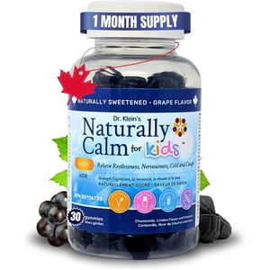 Naturally Calm Gummies for Kids – Magnesium Glycinate, Chamomile, & Linden Extract – Multivitamins that Promote Well-Being, Balance, & Overall Health – 30 Chewable Gummies – Grape Flavored – Rhoziva