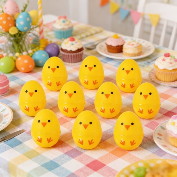 CaiYueKe 12 Pcs Easter Egg Decorations Plastic Surprise Eggs Capsule Toys Party Favors Holiday Supplies Festive Decor Gifts for Kids Children Easter Basket Stuffers