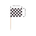 thumbnail image 2 of CIMAXIC fruit pick Pack of 100 Racing Flag Toothpicks Checkered Flag Picks Appetizer Toothpicks Fruit Sticks for Cocktail Party - Black and White,1.38"X0.98"X2.56", 2 of 5