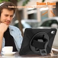 thumbnail image 4 of ONN Rugged Shockproof iPad Case with 360° Rotating Hand Strap, Compatible with iPad 10.9” 2022 & iPad 11” 2025, Anti-Drop Protective Cover, Black, 4 of 16