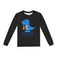 thumbnail image 4 of Pyjama Garçon, Ensemble 2 Pcs pour Enfants, Dinosaure Imprimé, Col Rond, Manches Longues, Haut et Pantalon, Printemps Automne, Pyjama pour Enfants, Noir, 2 Ans-3 Ans, 4 of 5