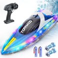 thumbnail image 1 of GRM RC Boat for Pools and Lakes, 2.4G 15+ MPH Fast Remote Control Boat with LED Lights, Racing Boats for Kids & Adults with 2 Rechargeable Battery, Gifts for Boys Girls (Blue), 1 of 11