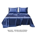thumbnail image 3 of Meitianfacai Soft Solid Matte Satin Bed Sheet Set Hotel Style Pillowcase Twin Size Polyester Microfiber Bedding Set Breathable Fabric for Comfortable Sleep (Blue), 3 of 6
