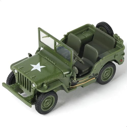 NUOTIE 1/43 Willys MB Jeep Car Model Military Vehicle Off Road Vehicle Die-cast Metal Model Kit Multifunctional Jeep Car Military Toy Car for Adults Collection or Gift