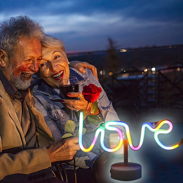 Multicolor Valentine's Day LED Shape Light USB/Battery Powered Decorative Lamp, Heart Themed Neon Sign for Room & Party Decorations