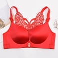 thumbnail image 4 of Mrat Women's Bra Wire Free Underwear Front Closure Backless Bra S-78 Red-A 50C, 4 of 6