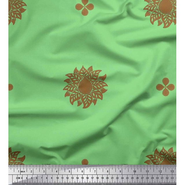 Soimoi Moss Georgette Fabric Flower Artistic Print Sewing Fabric Yard 42 Inch Wide