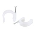 thumbnail image 1 of Unique Bargains 22mm Dia PE Clips de Câble Rond Blanc avec Clou en Acier 24 Pack, 1 of 5
