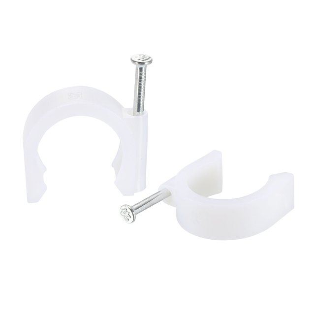 Unique Bargains 22mm Dia PE Clips de Câble Rond Blanc avec Clou en Acier 24 Pack